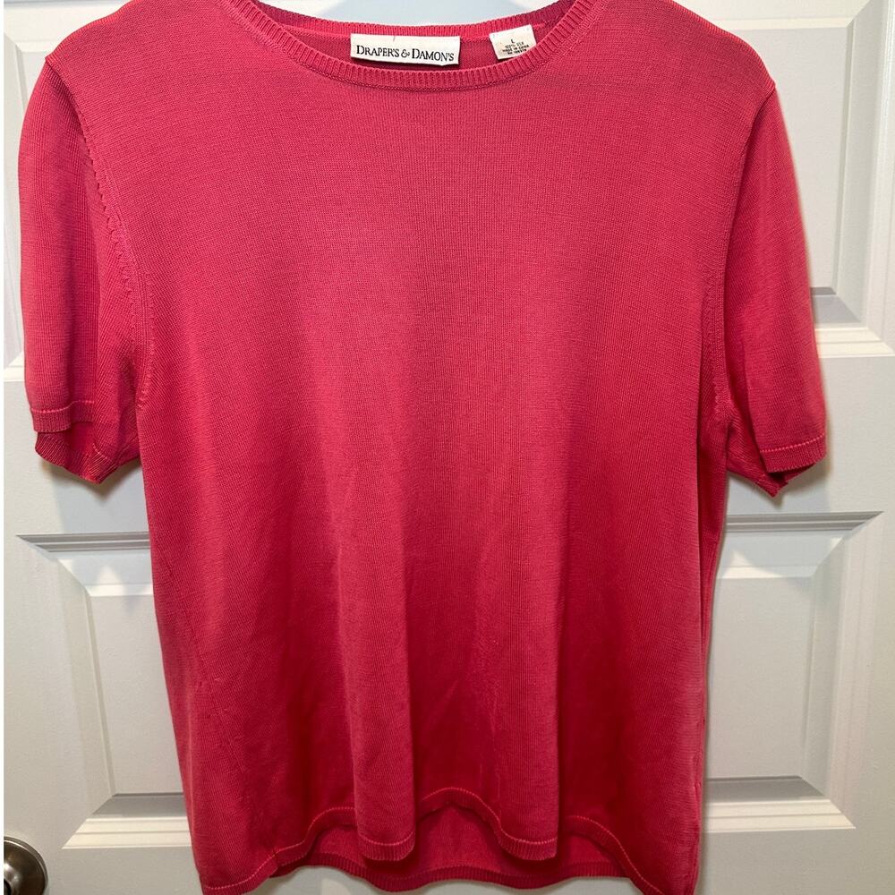 Vintage Drapers & Damons 100% Silk Pink Blouse Scoop Neck Office Top L - Picture 6 of 6